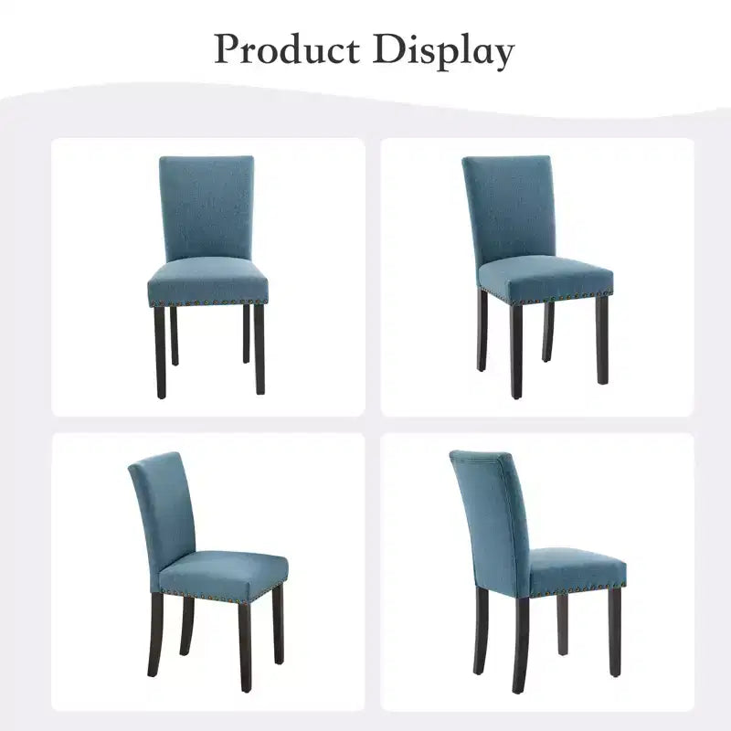 Set of 2 Fabric Parsons Dining Chairs with Nailhead Trim and Sturdy Wood Legs for Dining Room/Restaurant/Hotel