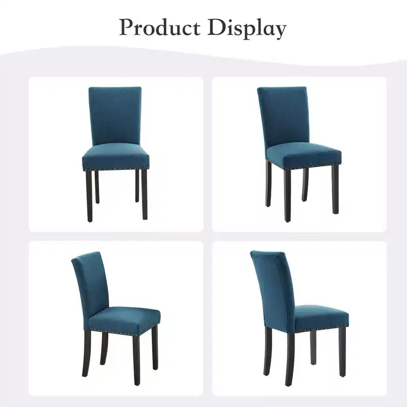 Set of 2 Fabric Parsons Dining Chairs with Nailhead Trim and Sturdy Wood Legs for Dining Room/Restaurant/Hotel