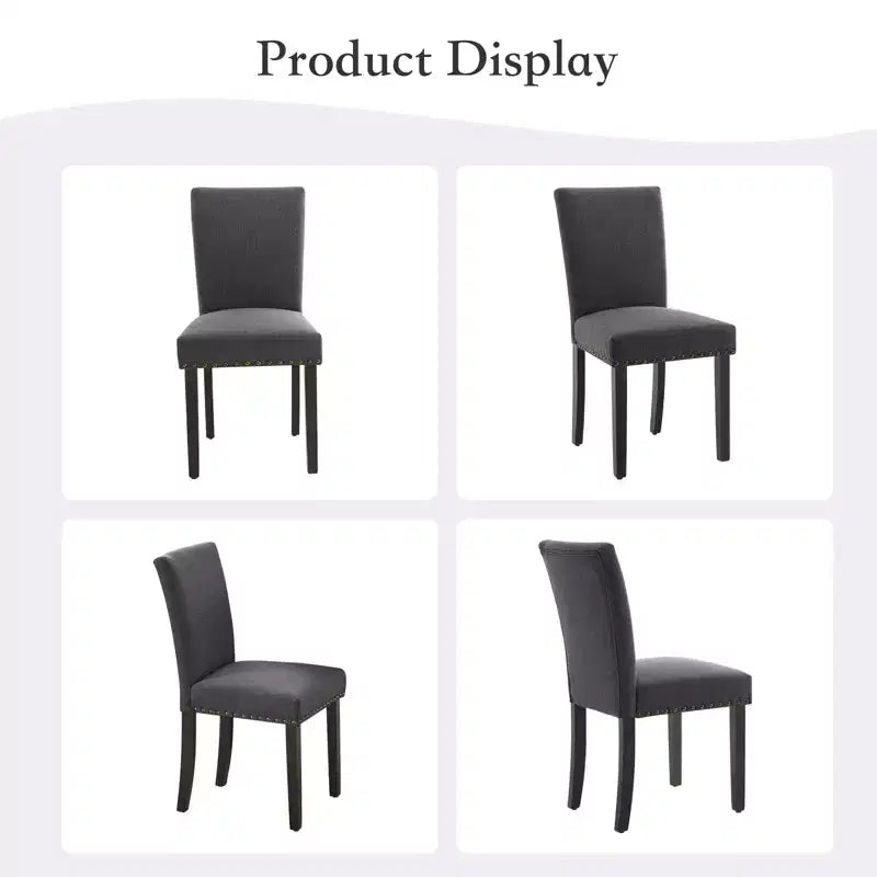 Set of 2 Fabric Parsons Dining Chairs with Nailhead Trim and Sturdy Wood Legs for Dining Room/Restaurant/Hotel
