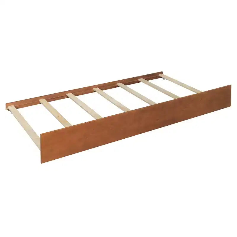 Bellemave Twin Wooden House Bed Frame with Roof, Playhouse Bed with Trundle,Walnut