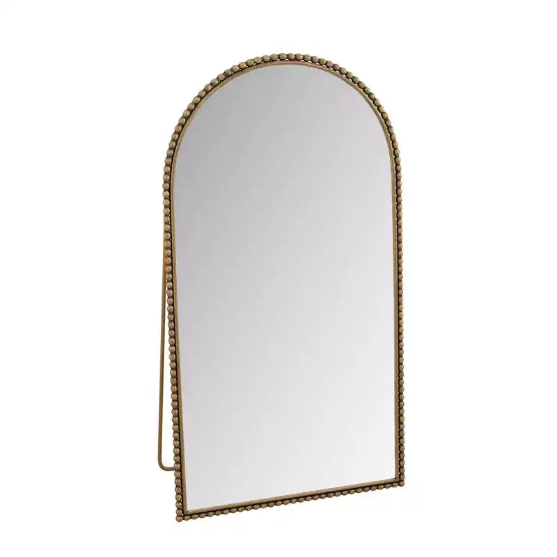 Okak 65*35in Retro Metal Full Body Mirror with Standing, Elegant Arched Mirror, Standing Mirror for Living Room, Bedroom