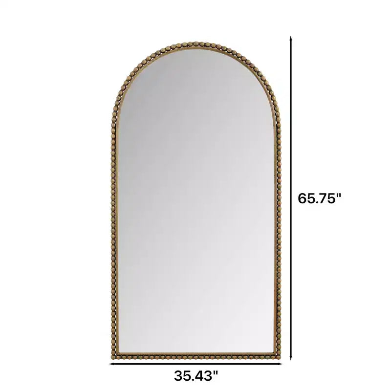 Okak 65*35in Retro Metal Full Body Mirror with Standing, Elegant Arched Mirror, Standing Mirror for Living Room, Bedroom