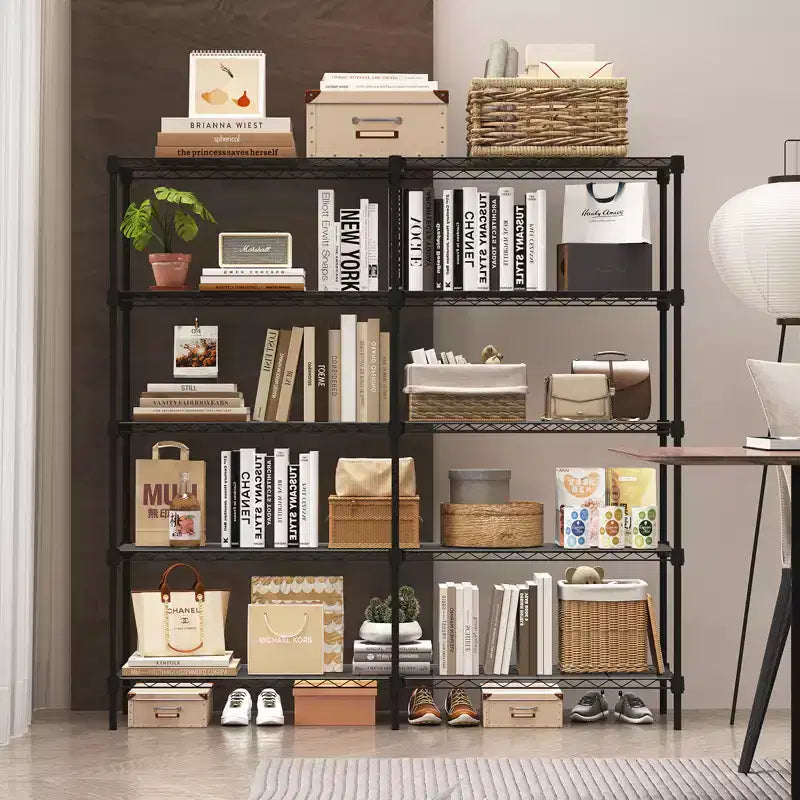 CuisinSmart 5 Tier Wire Storage Shelves, Metal Shelving for Storage Adjustable Shelving,Garage Shelving Pantry Shelves Kitchen Shelving, Black