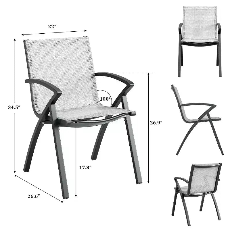 Set of 2 / 4 Aluminum Patio Chairs with Lightweight Frame & Comfy Back, Outdoor Sling Back Dining Chairs with Extra Wide Seat & Armrest