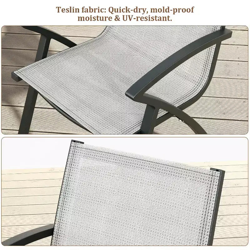 Set of 2 / 4 Aluminum Patio Chairs with Lightweight Frame & Comfy Back, Outdoor Sling Back Dining Chairs with Extra Wide Seat & Armrest