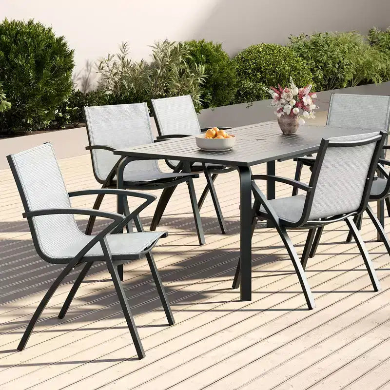 Set of 2 / 4 Aluminum Patio Chairs with Lightweight Frame & Comfy Back, Outdoor Sling Back Dining Chairs with Extra Wide Seat & Armrest