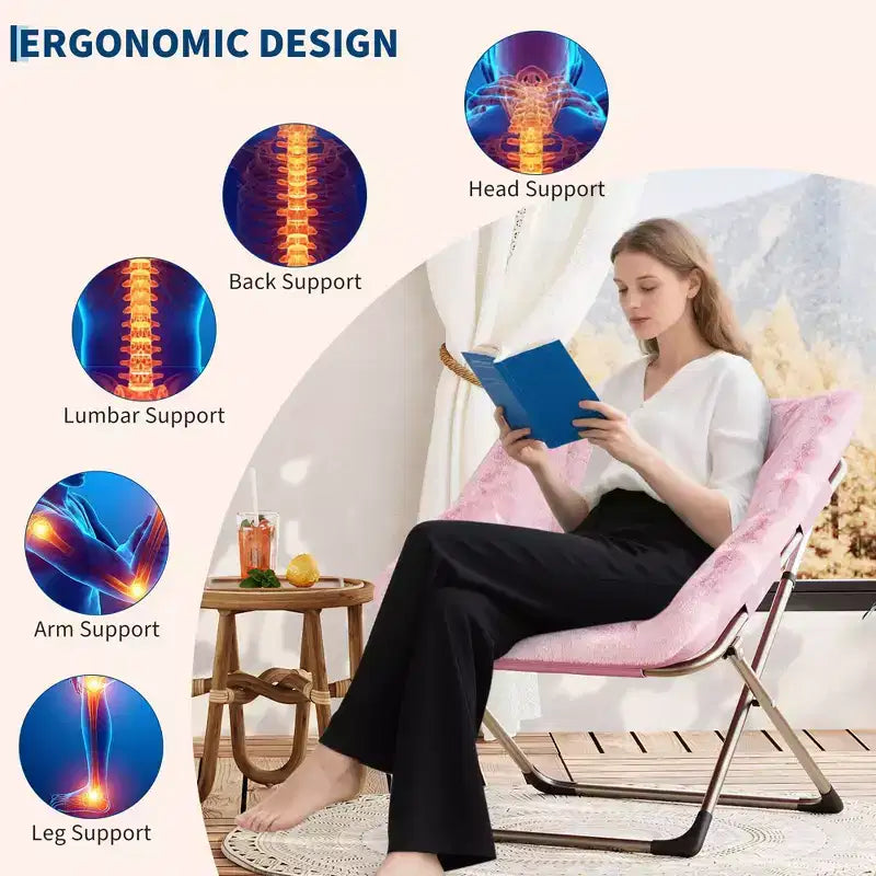 Comfy Oversized Saucer Chair, Soft Faux Fur Reading Lounge Chair for Adults, Foldable Cozy Chairs for Bedroom, Living Room, Dorm, Office