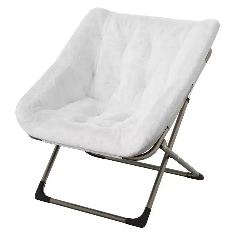 Comfy Oversized Saucer Chair, Soft Faux Fur Reading Lounge Chair for Adults, Foldable Cozy Chairs for Bedroom, Living Room, Dorm, Office