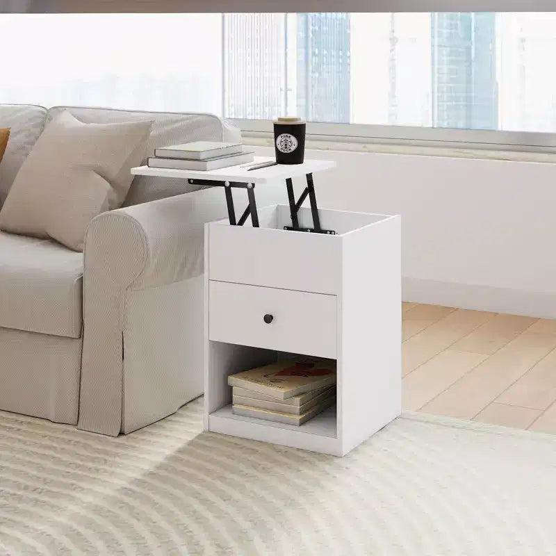 HOMLUX Lift Top End Table Nightstand Small Coffee Table w/ Storage Compartment Shelf
