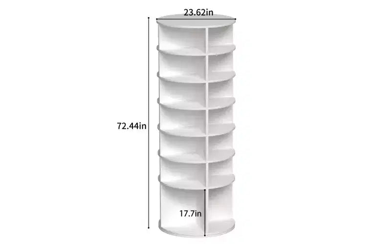 Zevemomo 7-Tier Rotating Shoe Rack Tower, 360 Spinning Shoe Carousel Organizer, for Entryway, Closet, Living Room, Bedroom C Holds 28 Pairs, White