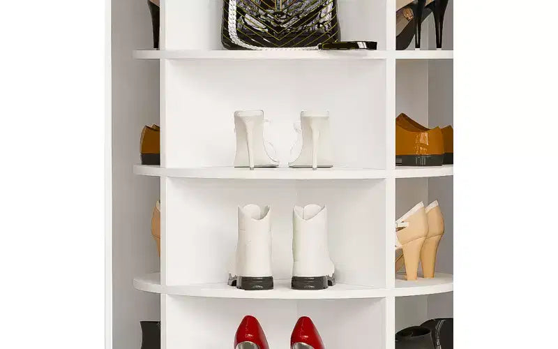 Zevemomo 7-Tier Rotating Shoe Rack Tower, 360 Spinning Shoe Carousel Organizer, for Entryway, Closet, Living Room, Bedroom C Holds 28 Pairs, White