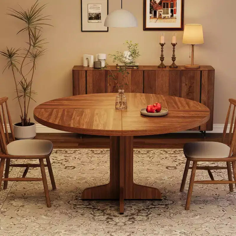 COZONY 47 Round Dining Table for 4, Farmhouse Wood Kitchen Table, Circle Dining Table for Kitchen or Living Room, Walnut (Table Only)