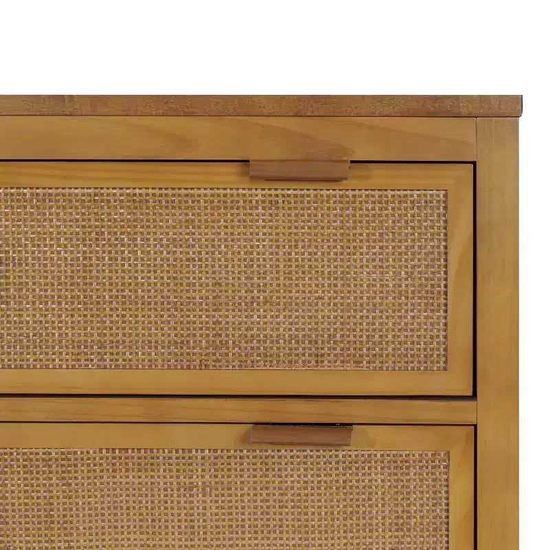 Hatteras Modern Boho 6-Drawer Dresser with Solid Wood & Natural Rattan Accents-Teamson Home