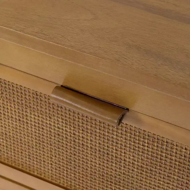 Hatteras Modern Boho 6-Drawer Dresser with Solid Wood & Natural Rattan Accents-Teamson Home