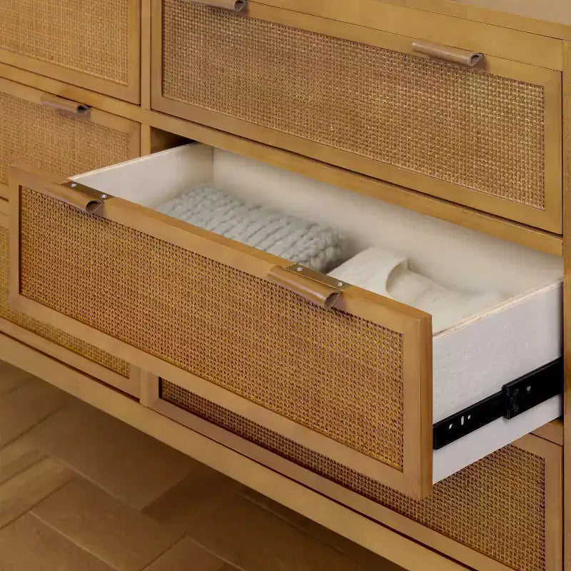 Hatteras Modern Boho 6-Drawer Dresser with Solid Wood & Natural Rattan Accents-Teamson Home