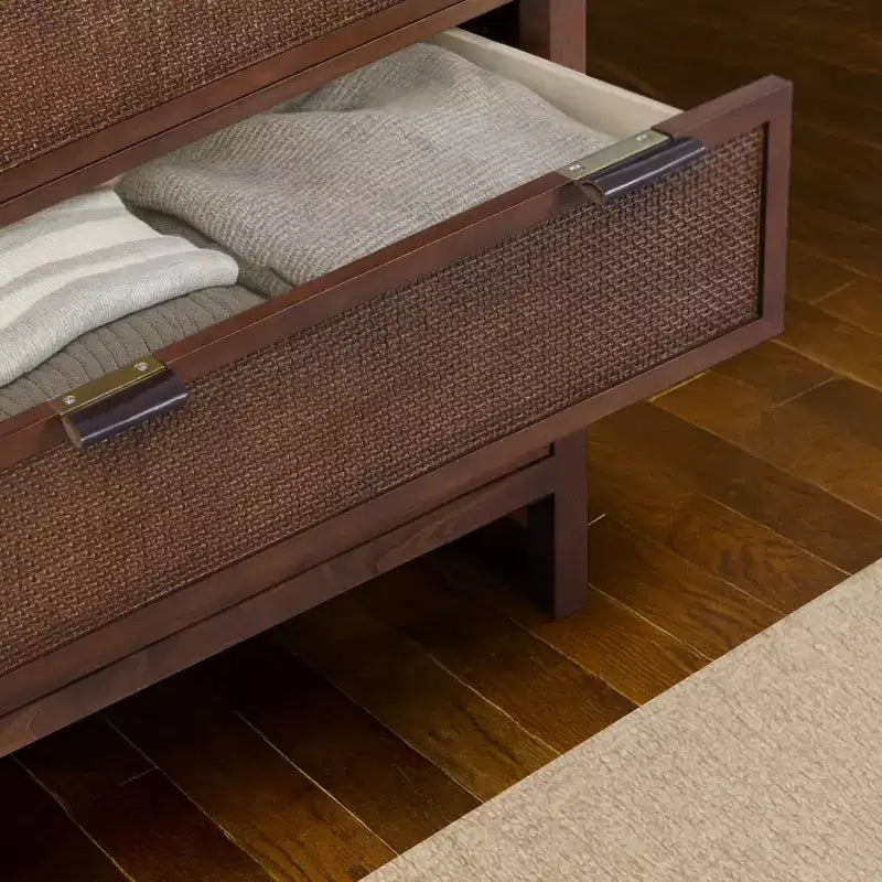 Hatteras Modern Boho 6-Drawer Dresser with Solid Wood & Natural Rattan Accents-Teamson Home