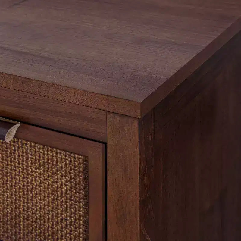Hatteras Modern Boho 6-Drawer Dresser with Solid Wood & Natural Rattan Accents-Teamson Home