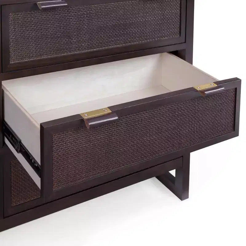 Hatteras Modern Boho 6-Drawer Dresser with Solid Wood & Natural Rattan Accents-Teamson Home