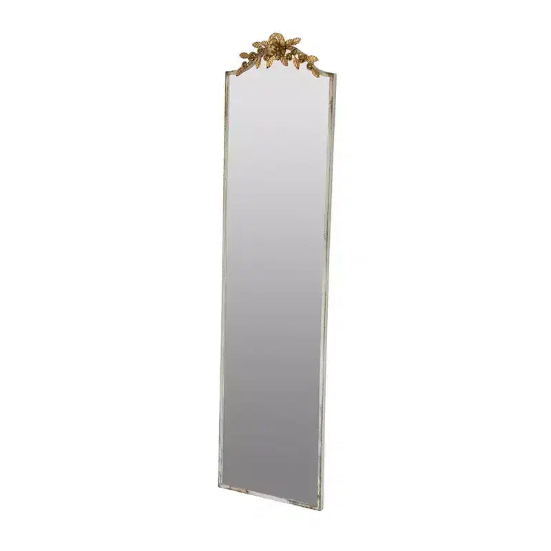 Okak Large Rectangular Full-Length Mirror with Gold Floral Crown Accent, Wall Mirror, Full Body Mirror for Dressing Room, Clothing Store, Gold