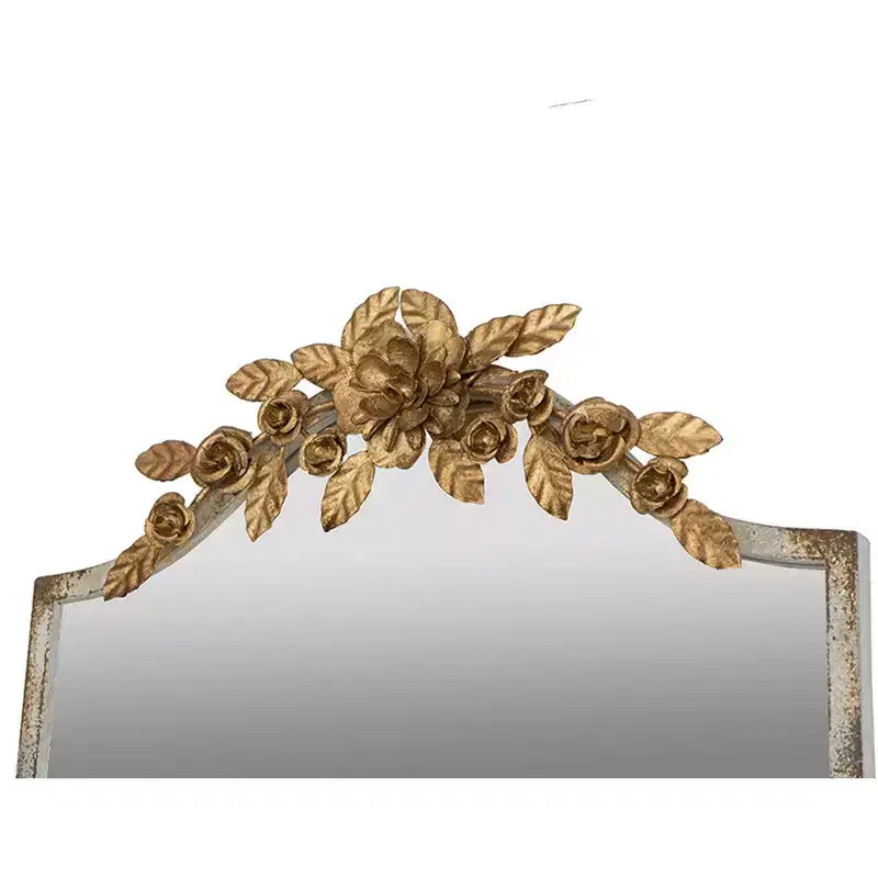 Okak Large Rectangular Full-Length Mirror with Gold Floral Crown Accent, Wall Mirror, Full Body Mirror for Dressing Room, Clothing Store, Gold