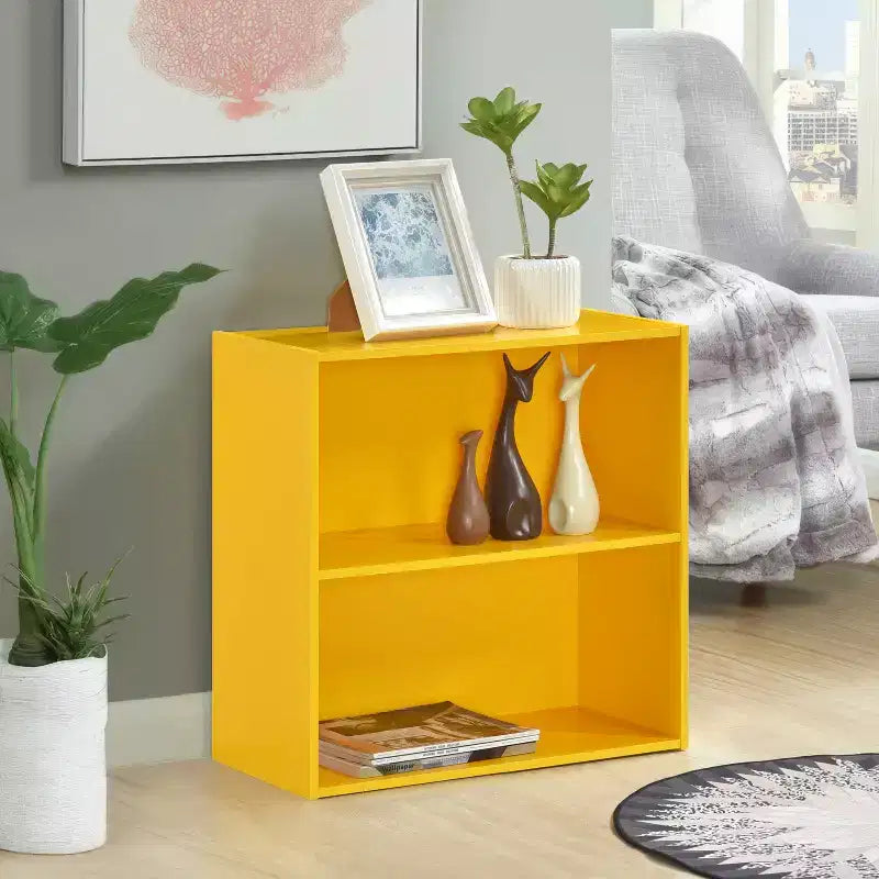 Kings Brand Furniture - Wood 2-Tier Shelf Bookcase Storage Organizer