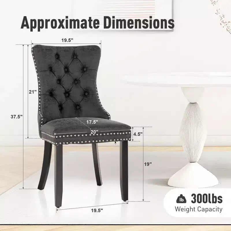 Captiva Designs Indoor High Back Dining Chairs with PU Leather & Padded Seat & Solid Curved Wood Legs
