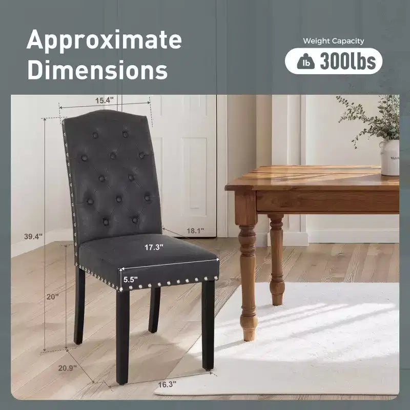 Captiva Designs Indoor High Back Dining Chairs with PU Leather & Padded Seat & Solid Curved Wood Legs