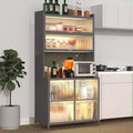 73Tall Kitchen Pantry Cabinet 6 Level Flip Door with Pegboard Metal Pantry Storage Cabinet Anti-Tip Design Hutch for Kitchen Dining Room