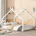 Bellemave House Platform Bed Full Size, Full Size House Bed with Headboard, Footboard and Slats Support,White