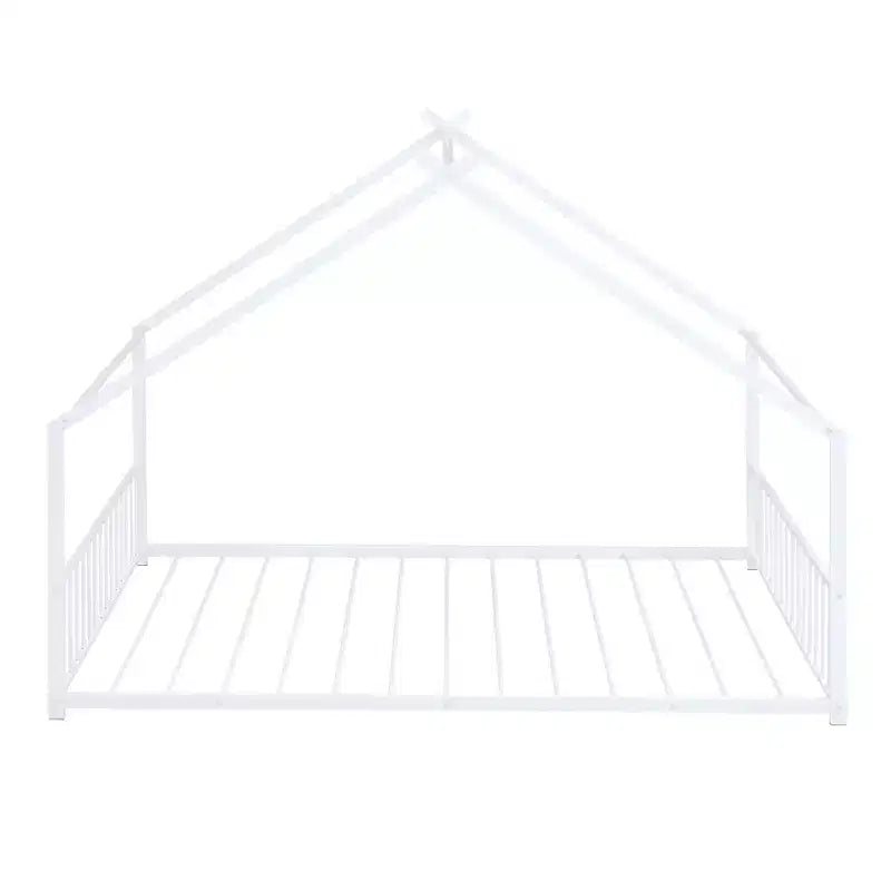 Bellemave House Platform Bed Full Size, Full Size House Bed with Headboard, Footboard and Slats Support,White