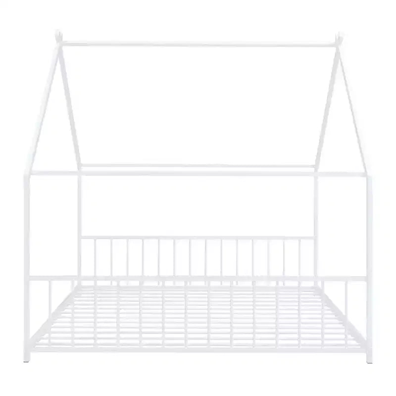 Bellemave House Platform Bed Full Size, Full Size House Bed with Headboard, Footboard and Slats Support,White