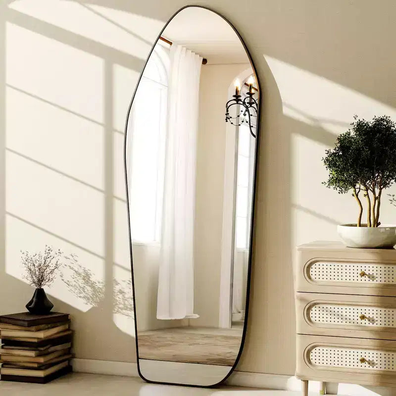 BEAUTYPEAK Irregular Full Length Mirror - 67x24 Inch Black