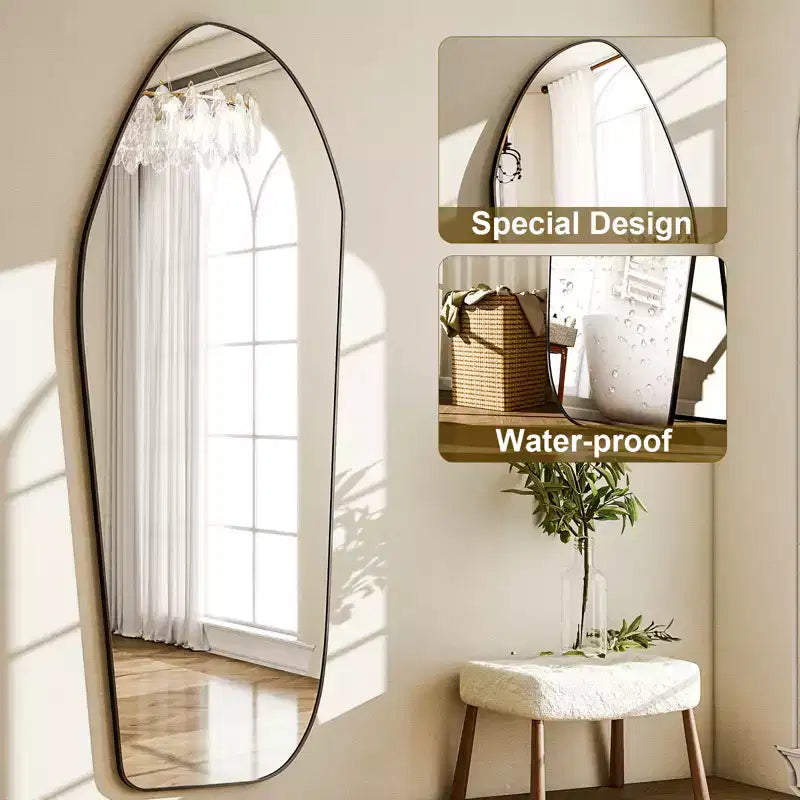 BEAUTYPEAK Irregular Full Length Mirror - 67x24 Inch Black