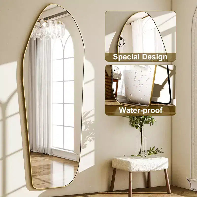 BEAUTYPEAK Irregular Full Length Mirror - 67x24 Inch Black