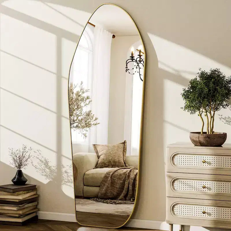 BEAUTYPEAK Irregular Full Length Mirror - 67x24 Inch Black