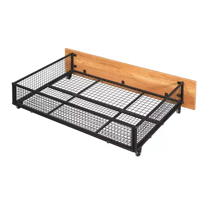 Full over Twin & Twin Bunk Bed Frame for 3 Kids, L Shaped Metal Triple Bunk Bed with Drawers and Guardrails