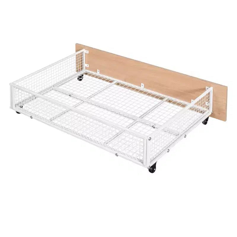 Full over Twin & Twin Bunk Bed Frame for 3 Kids, L Shaped Metal Triple Bunk Bed with Drawers and Guardrails