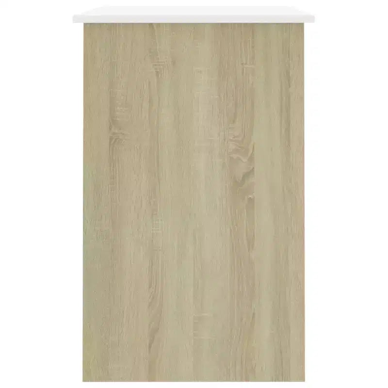 Desk White and Sonoma Oak Engineered Wood Medium Desk