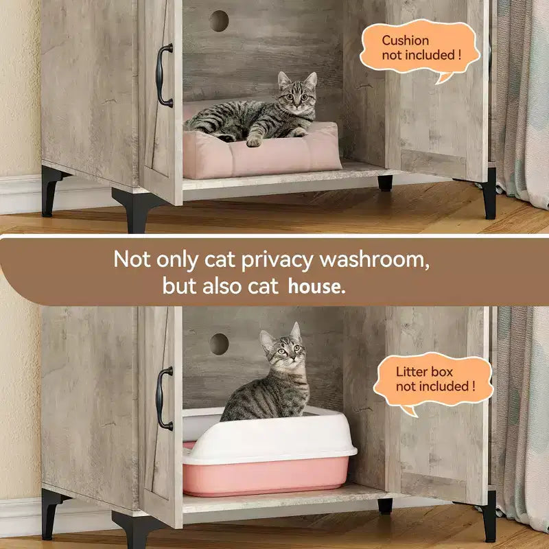 Cat Litter Box Enclosure with Shelves, Large Hidden Litter Box Furniture with Storage Compartments for Indoor Cats