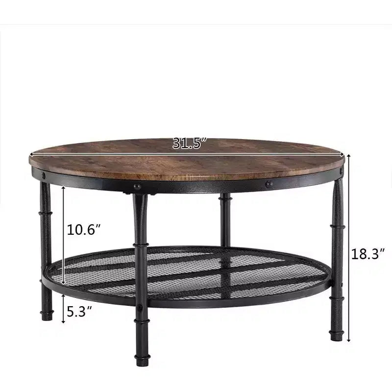 VINGLI Round Coffee Tables Living Room, 31.5 Wooden Coffee Table with Storage