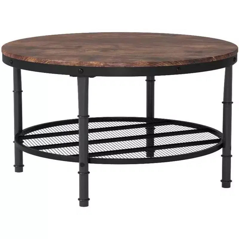 VINGLI Round Coffee Tables Living Room, 31.5 Wooden Coffee Table with Storage