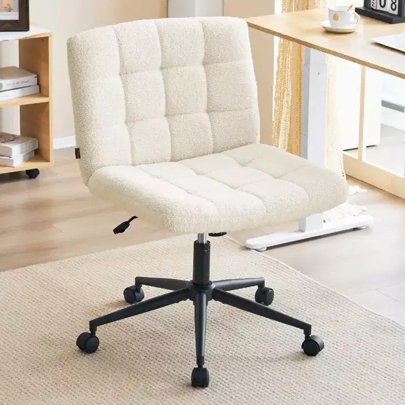 Furniliving Swivel Task and Office Chair, Faux Shearling