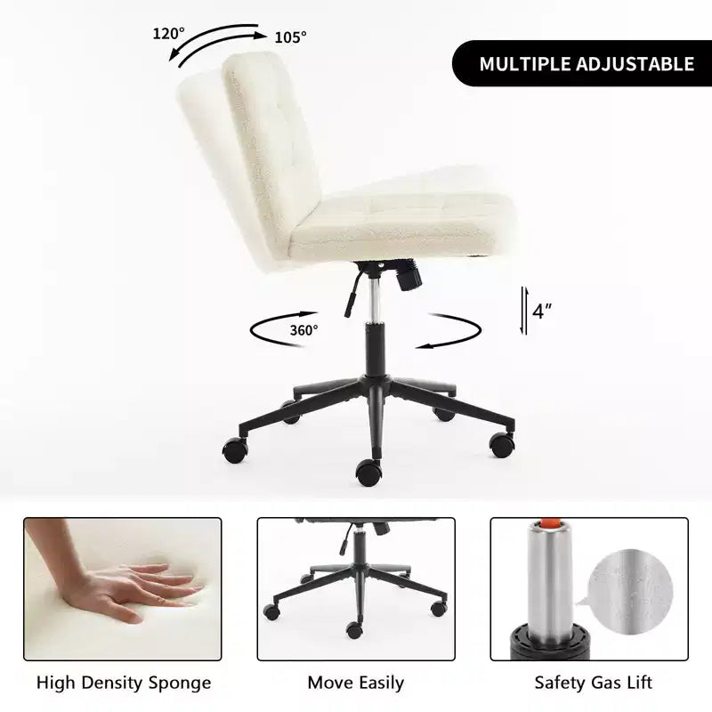 Furniliving Swivel Task and Office Chair, Faux Shearling