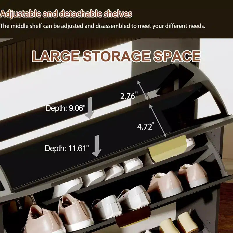Brafab Shoe Storage Cabinet with 3 Flip Drawers&2 Small Drawer, Slim Entryway Shoe Organizer with Fluted Panel Doors for Sneakers