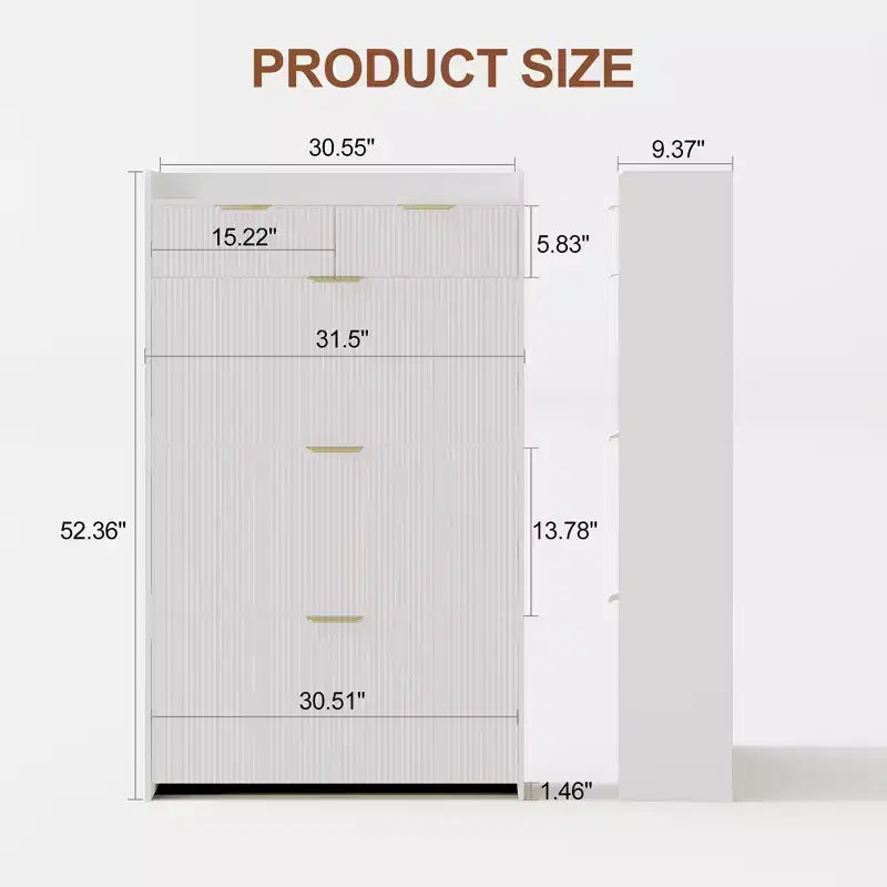 Brafab Shoe Storage Cabinet with 3 Flip Drawers&2 Small Drawer, Slim Entryway Shoe Organizer with Fluted Panel Doors for Sneakers