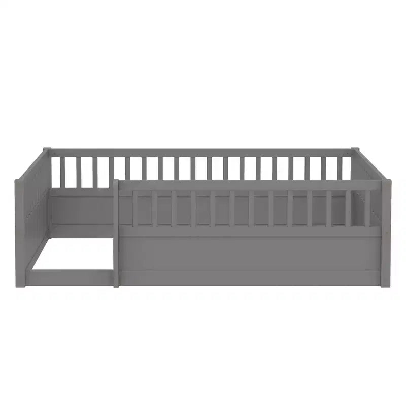 GDFStudio Julian Modern Montessori Floor Bed with Fence