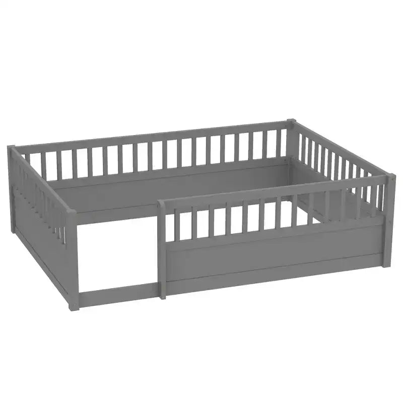 GDFStudio Julian Modern Montessori Floor Bed with Fence
