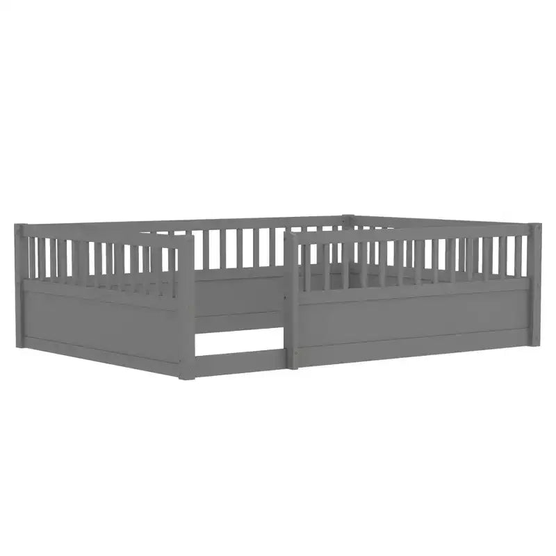 GDFStudio Julian Modern Montessori Floor Bed with Fence