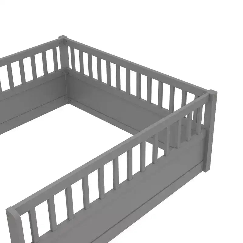 GDFStudio Julian Modern Montessori Floor Bed with Fence