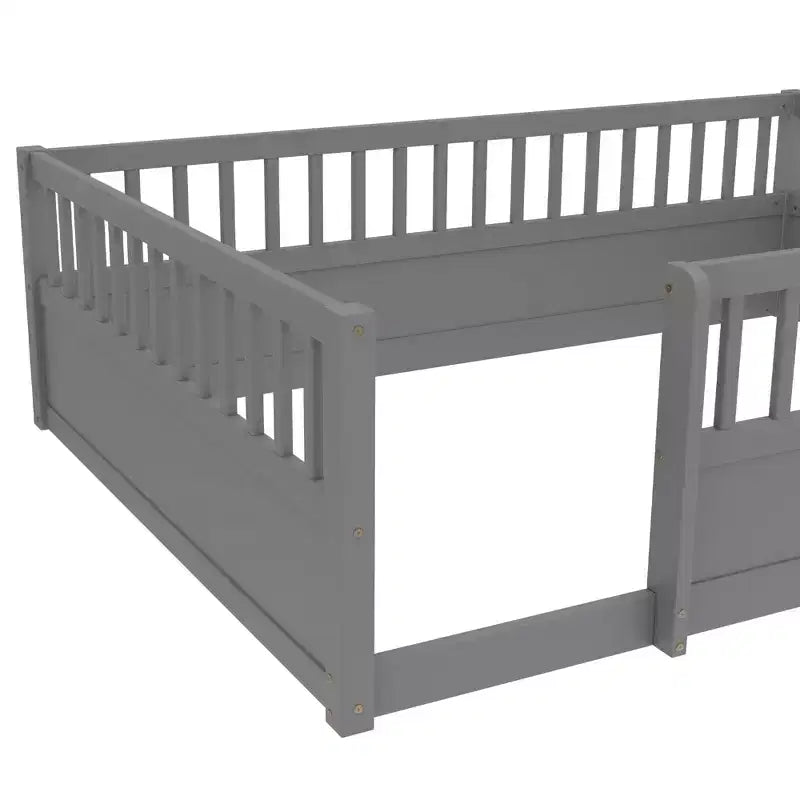 GDFStudio Julian Modern Montessori Floor Bed with Fence
